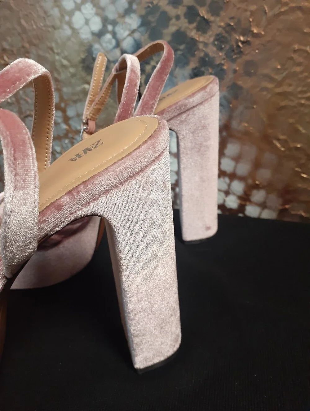 Zara Nwt Platform Velvet High Heel Sandals in Blush Pink - Picture 11 of 16